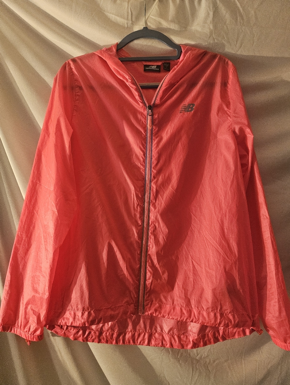 New Balance Women's Neon Pink Full-Zip Hooded Windbreaker